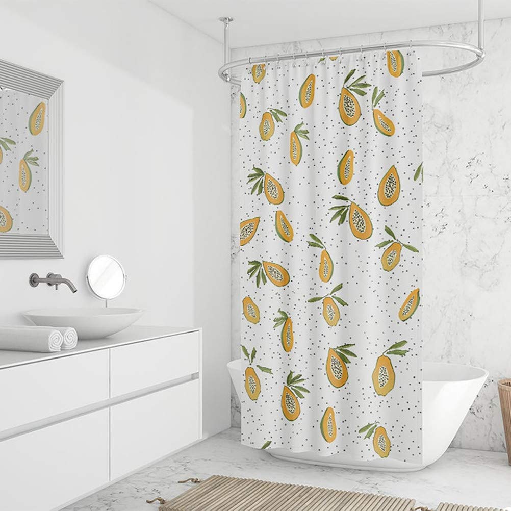 Inshere Decorative Papaya Shower Curtain Waterproof Polyester Fabric - Image 4