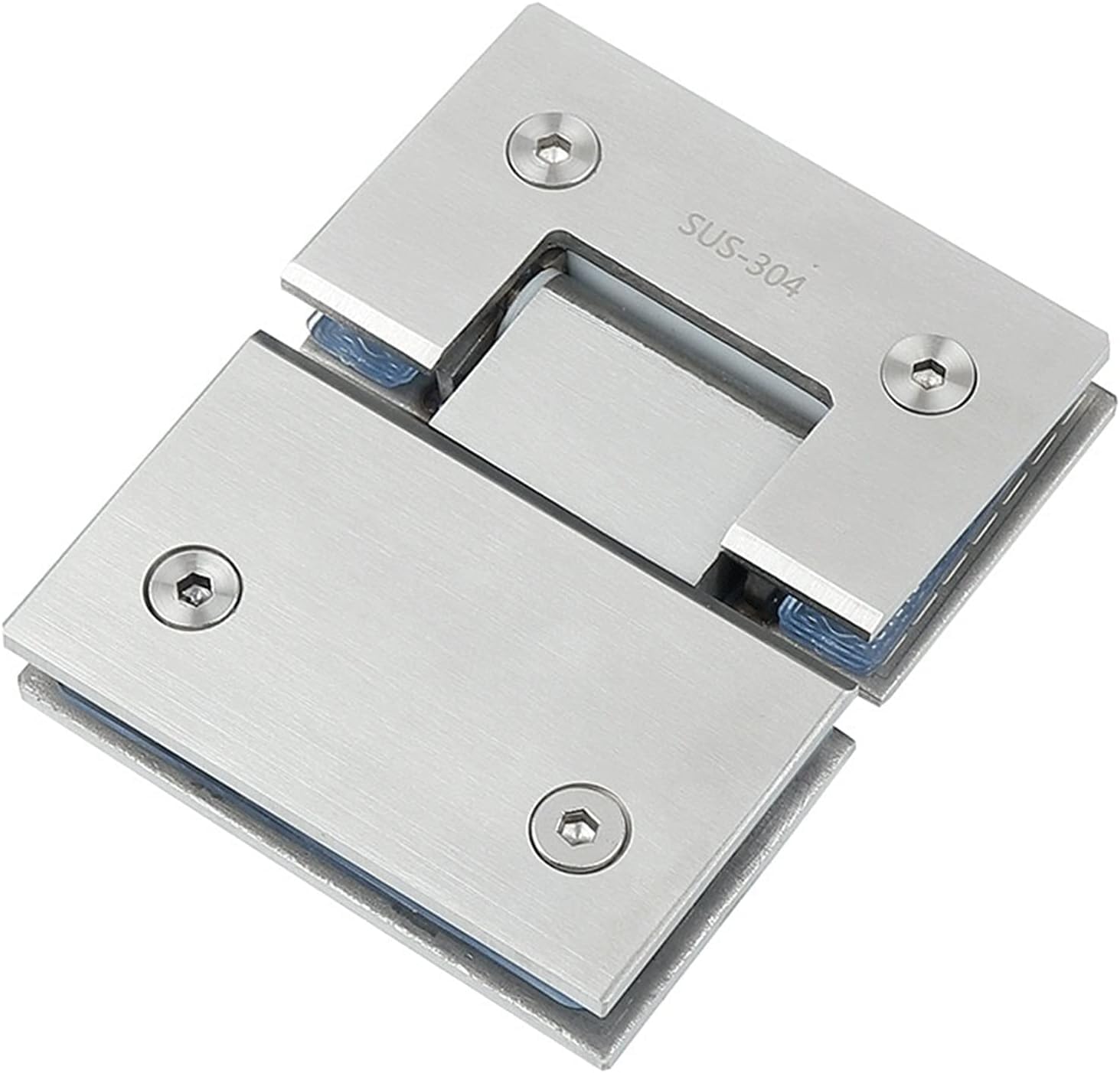 Kuayeocf 304-180 Hinges 1Pc Brushed Stainless Steel Frameless Glass Door Bathroom Clamp Heavy Duty Hinge(304-180)