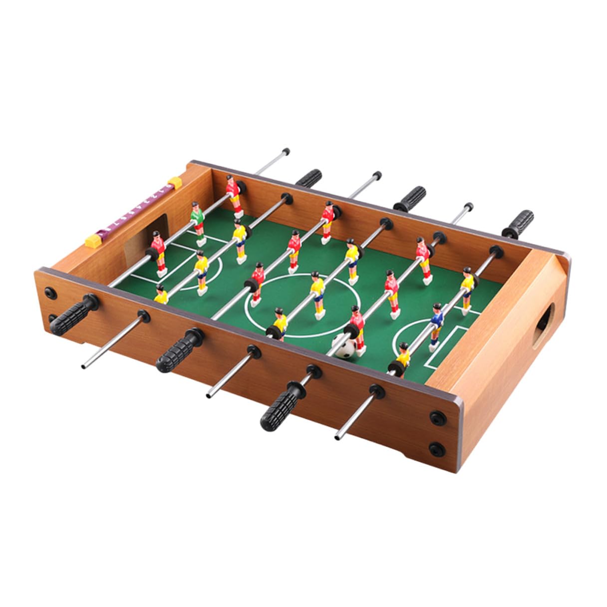 Toyvian Calcio Balilla da Tavolo Mini Portatile in Mdf Sei Aste e Segnapunti, Gioco e Adulti per Serate in Famiglia e Spazi Ridotti