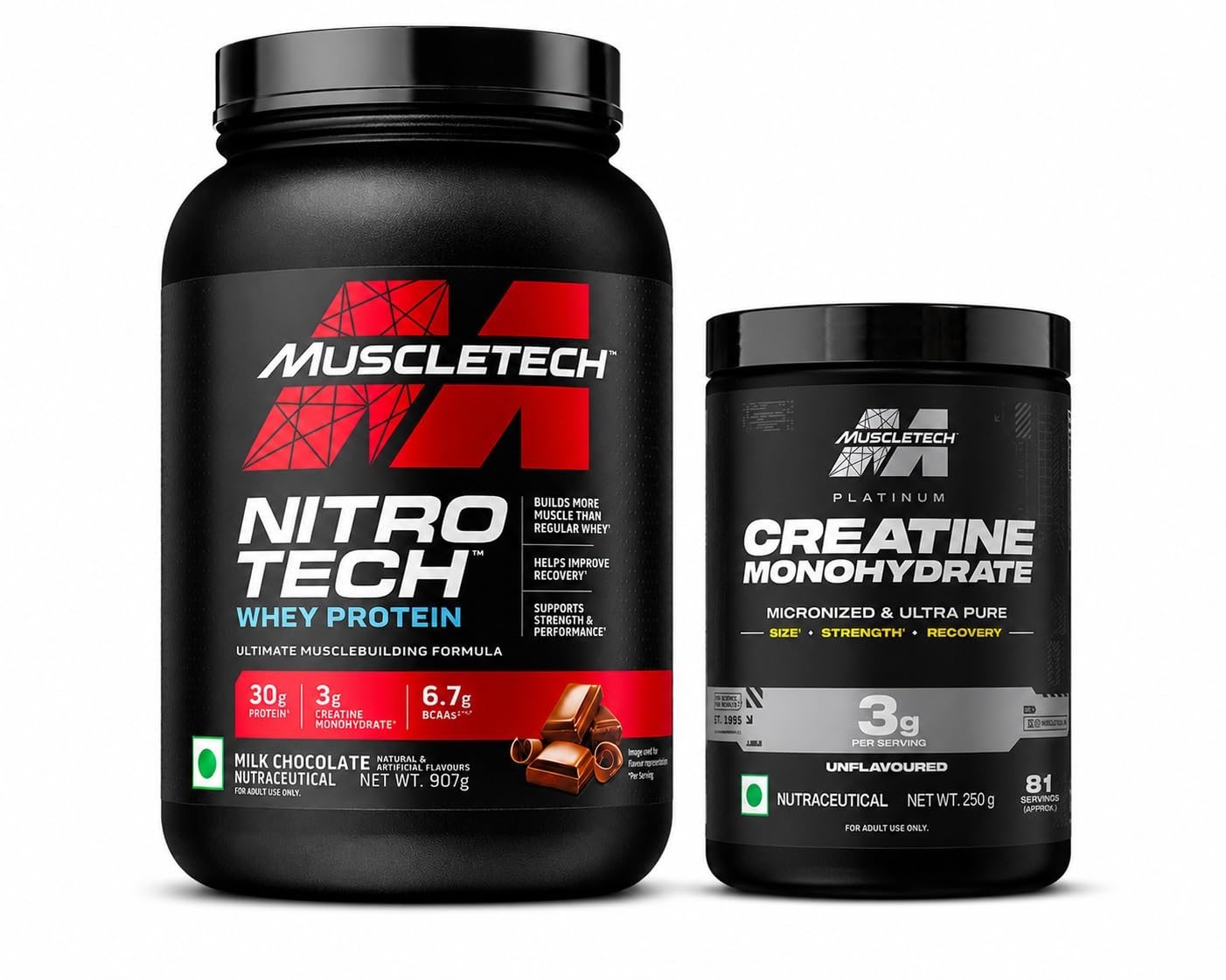 MuscleTech Nitro-Tech Whey Protein, 907g (2lbs), Milk Chocolate and Platinum Creatine Monohydrate Powder | 3 g Creatine Per Serving | Unflavoured-image-46