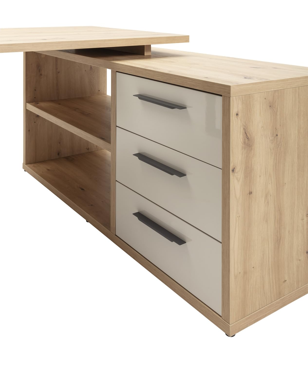 Composad Scrivania Angolare Linea DISEGNO – 170x74,5x80+90 Cm, Rovere Sonoma, Made In Italy Con Pannello Verticale