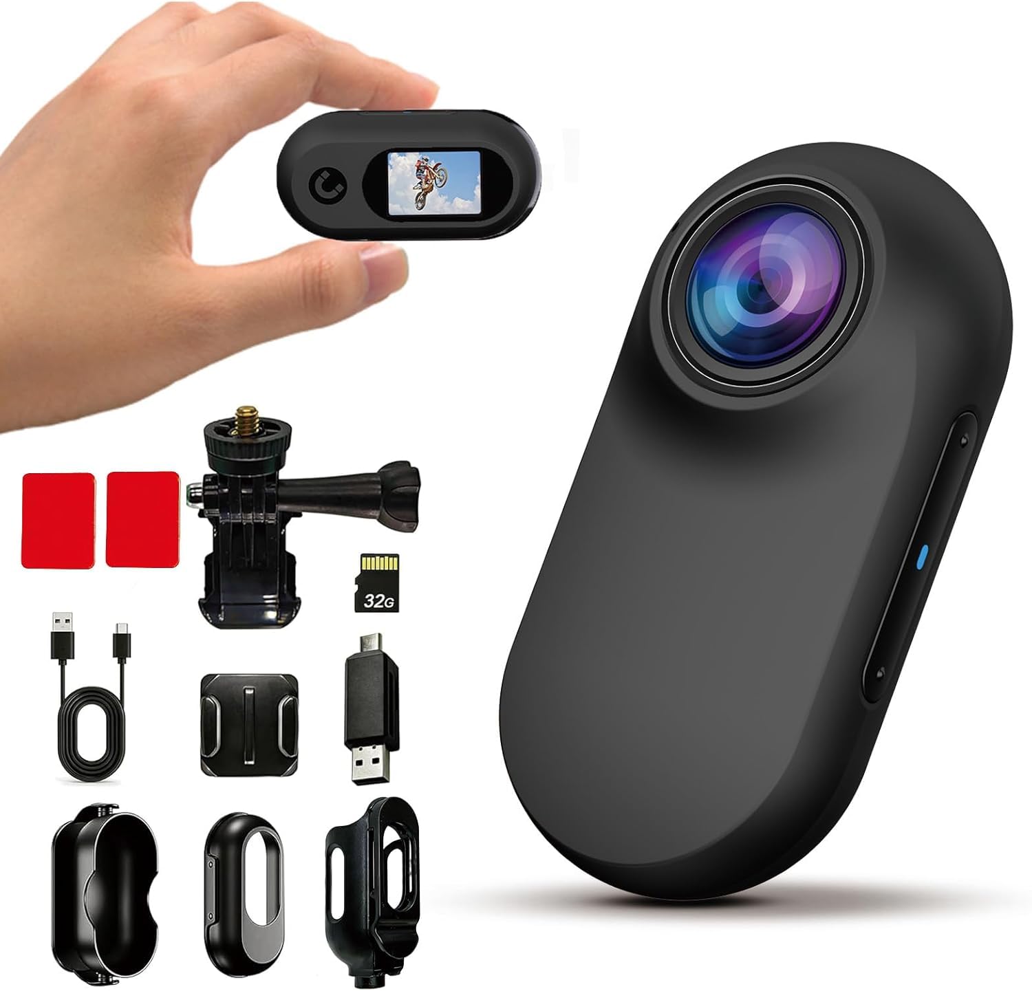 Xilecam Mini Action Cam 1080p Telecamera Animali Telecamere Nascoste da Esterno Body Cam e Accessori（Nero）