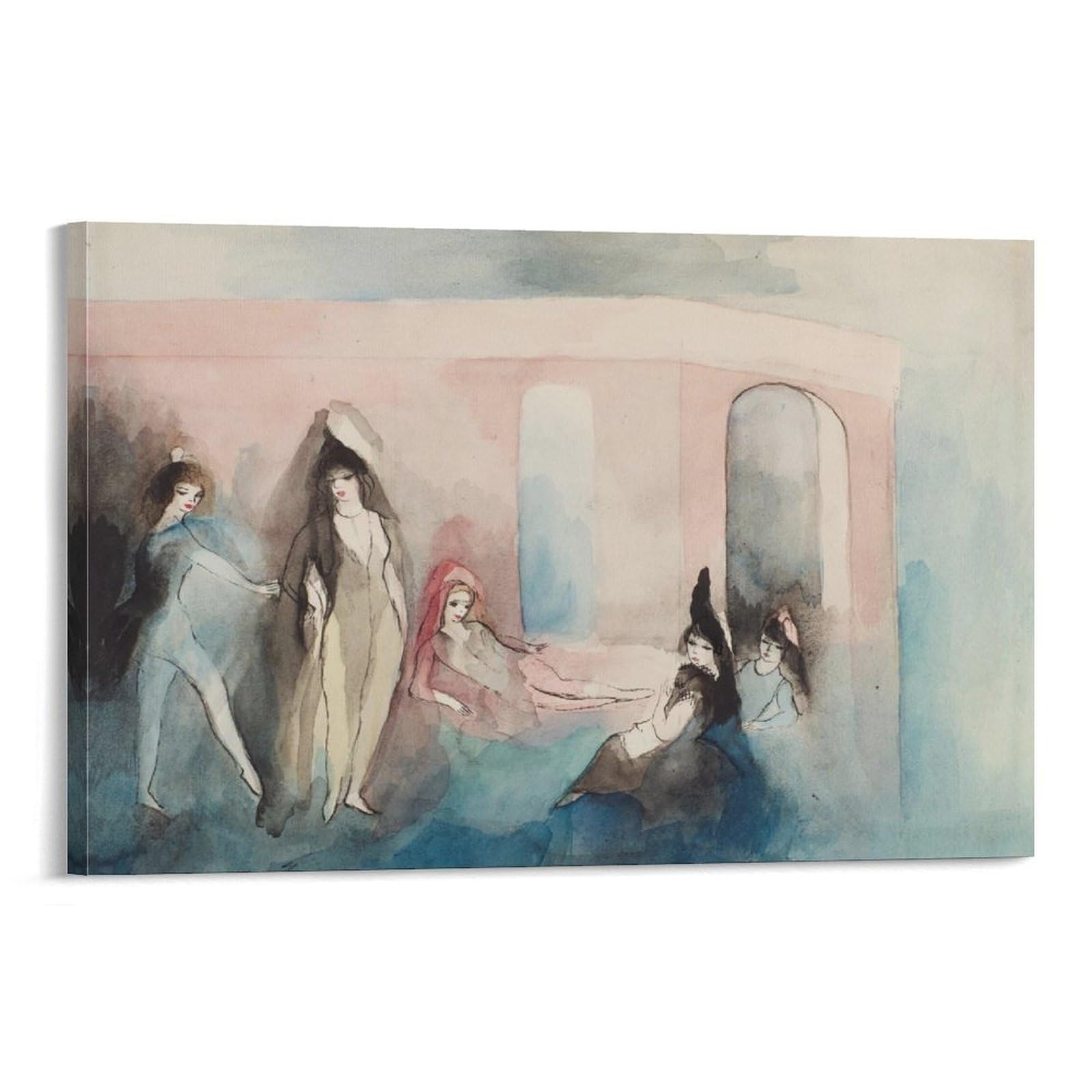 Koohtaa Frame-Style Marie Laurencin Scène De Théâtre Art Poster Painting Canvas Painting Poster Wall Art Decorative Picture Prints Modern Decor 16X24inch(40X60cm)