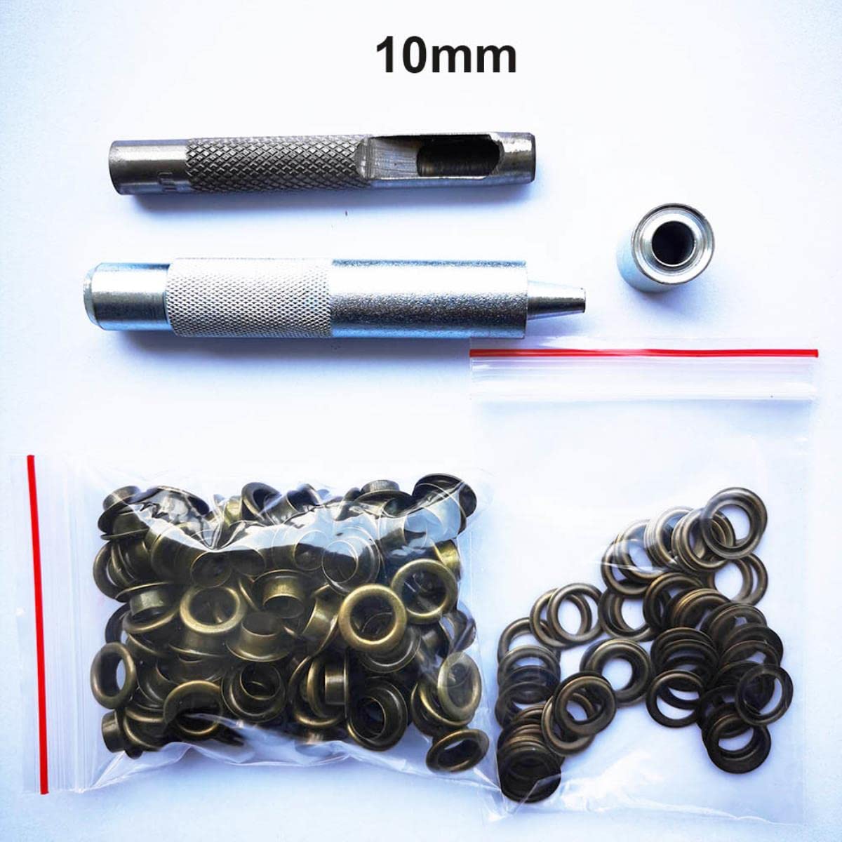 10mm 100Set Argento/Oro/Nichel Nero/Bronzo/Multicolore Occhiello e Occhiello Punzone Punzone Set di Strumenti Pulsante in Metallo per DIY Artigianato in Pelle - Cina,10mm strumento 100 bianco