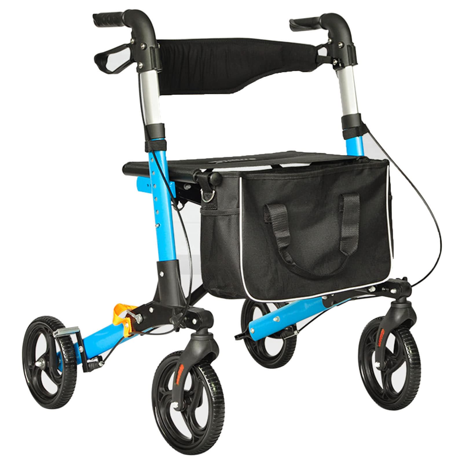Deambulatore per Anziani Pieghevole, con Seduta e 4 Ruote, Rollator per Adulti o Disabili, Alluminio, Leggero