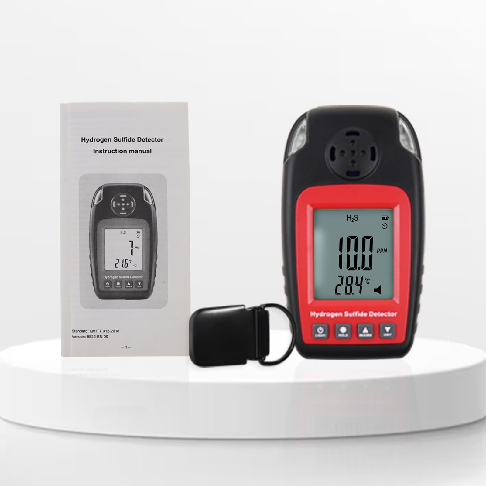 Tragbarer Hydrogensulfid-Detektor / H2S-Detektor-Monitor mit akustischem und Blitzalarm, 0–100 ppm, elektrochemischer H2S-Sensor mit Clip und hintergrundbeleuchtetem LCD-Bildschirm