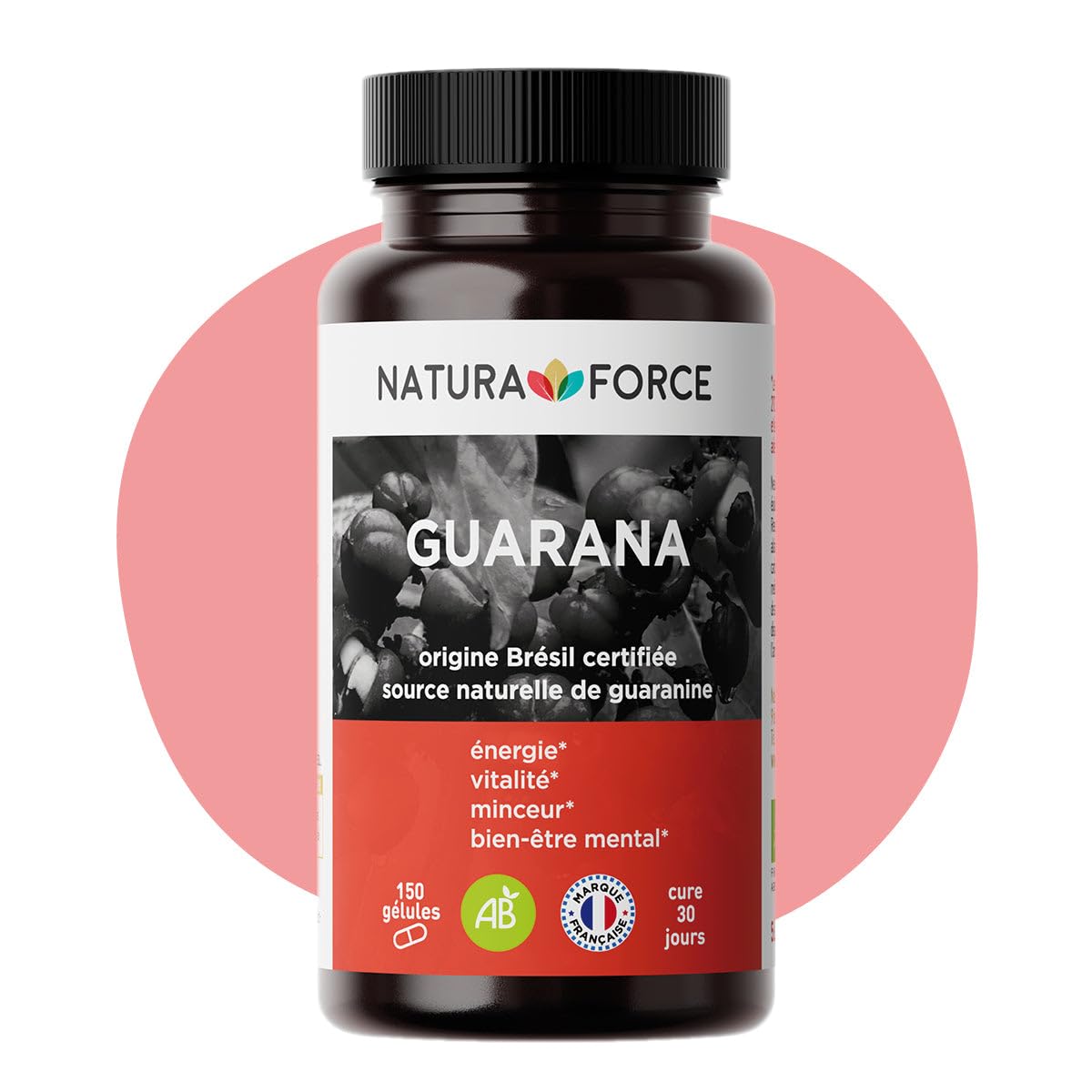 Guarana Pur et Bio - 350mg par Gélule, Complexe Poudre + Extrait - Stimulant et Énergisant - Plus de 10% de Guaranine - Analysé et Conditionné en France - 150 Gélules Végétales