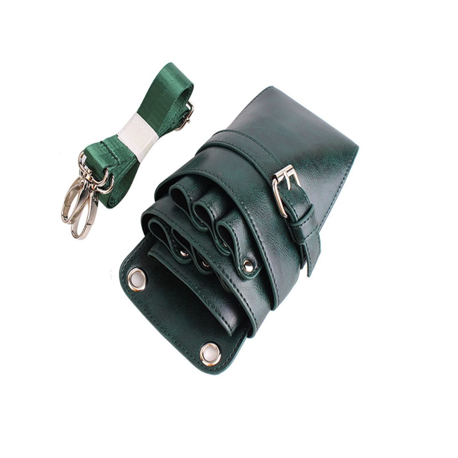 Borsa per Forbici da Parrucchiere Strumenti for parrucchiere Borsa cintura in vita Pu a cinghia for acconciatura in pelle per Salone(verde)