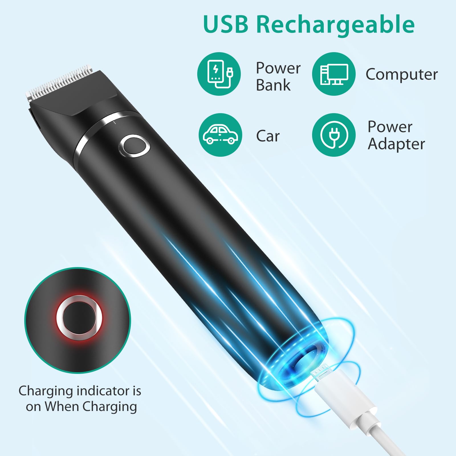 ORIA 2 w 1 trymer dla zwierząt domowych, maszynka do strzyżenia psów, ładowana przez USB, wodoszczelność IPX7, cicha maszynka do strzyżenia zwierząt domowych, z 2 głowicami trymera, do łapy, uszu,