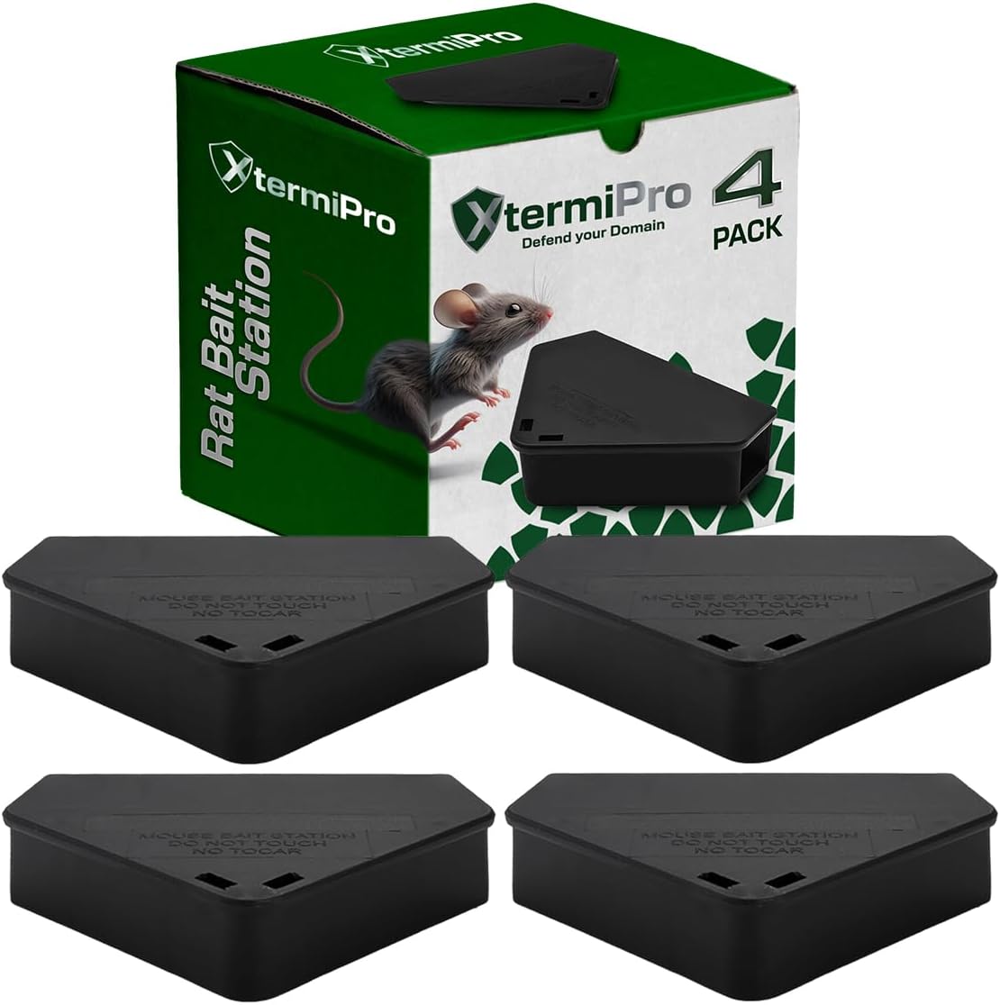 Mouse Bait Station Outdoor with Keys 4 Pack | Tamper Resistant Mice Bait Boxes | Mice Stations for Indoors & Outdoor Use | Safe for Children and Pets Mouse Traps Outdoor | Small Rodent Bait Station |