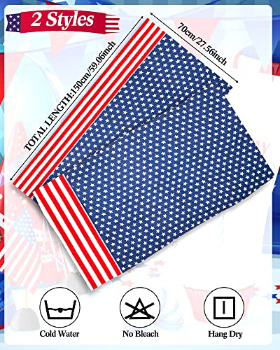 Tarpop 2 Pcs Patriotic Scarf Veterans Day Red White Blue Scarf Election Day Scarves Flag Shawl for Women Independence Day2