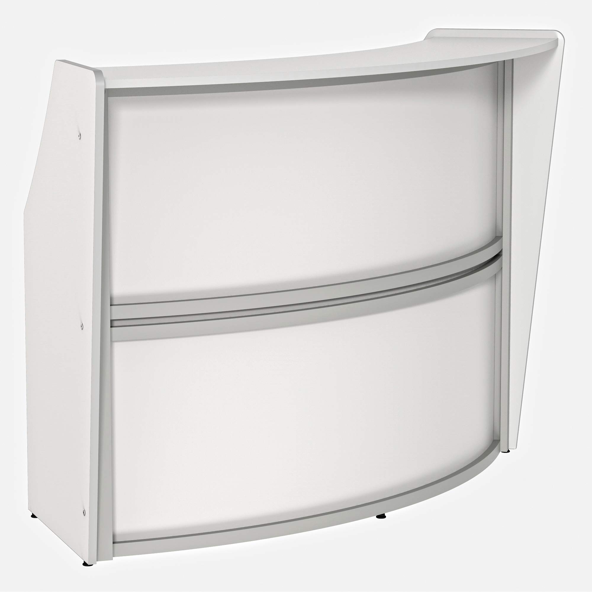 Linea Italia Curved Modern Office Desk Easy to Assembly Single Unit Reception Counter for Lobby, Sal