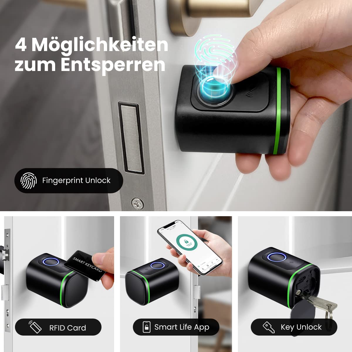AVATTO Serrure de Porte Intelligente Verrou avec Empreinte Digitale, Cylindres de Serrures de Portes Électronique 70 mm (35/35) avec 2 Clés, Carte IC, Prise en Charge de l'Application Smart Life