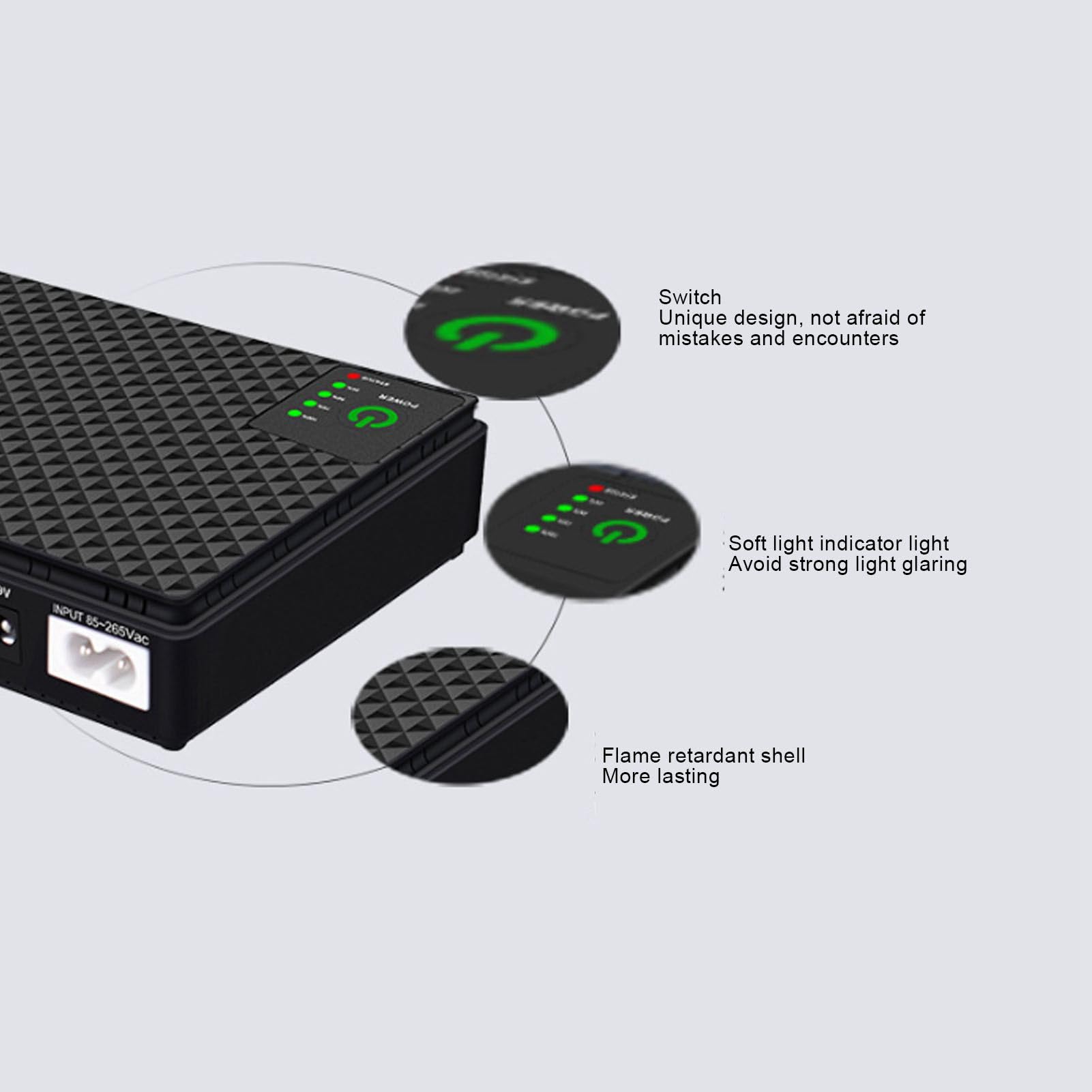 Pyhodi Mini UPS Battery Backup dla RouteróW, UPS Battery Backup 10400 MAh USB 5V DC 5V 9V 12V Poe 15V 24 V Maksymalnie 18 W Modem Zasilający Router, Nieprzerwane (Wtyczka UE 85-265V)