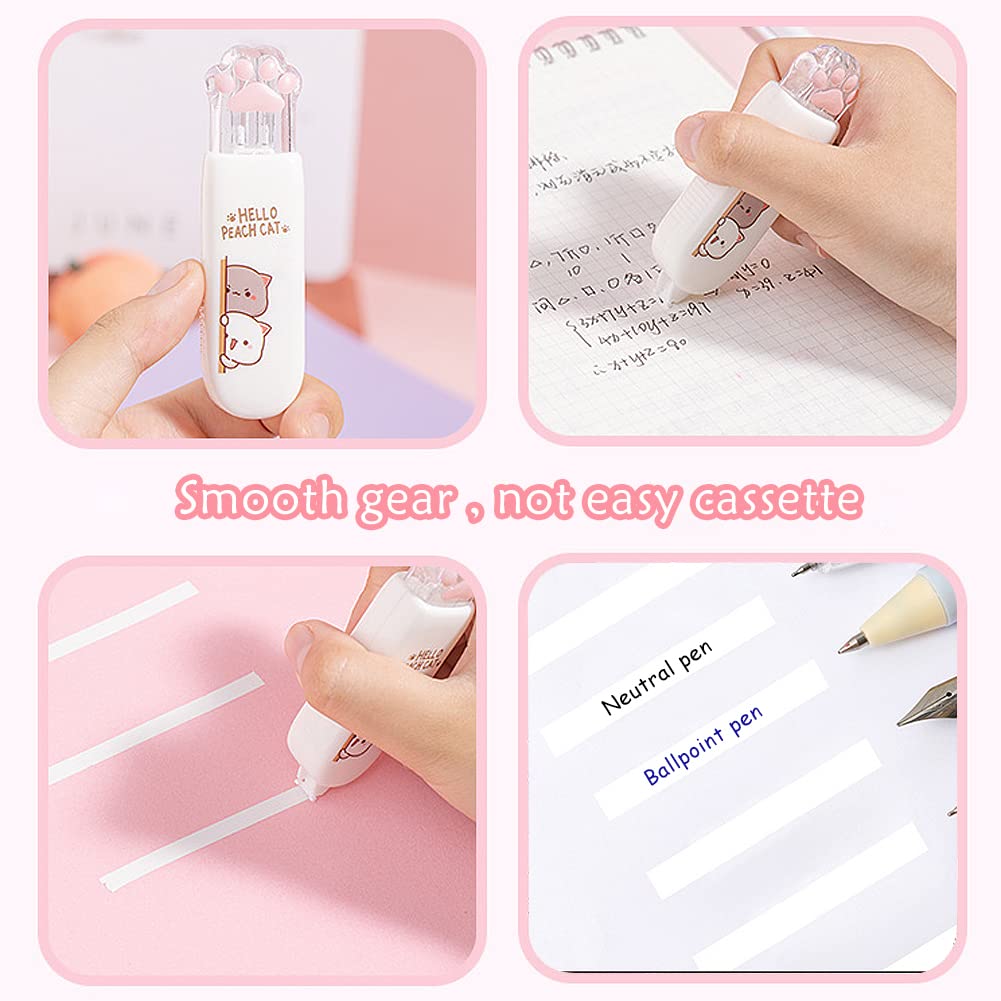6 Rubans Correcteurs LEEQ En Forme De Patte De Chat - Kawaii Coloré Pour École/Bureau (5mmx6m)