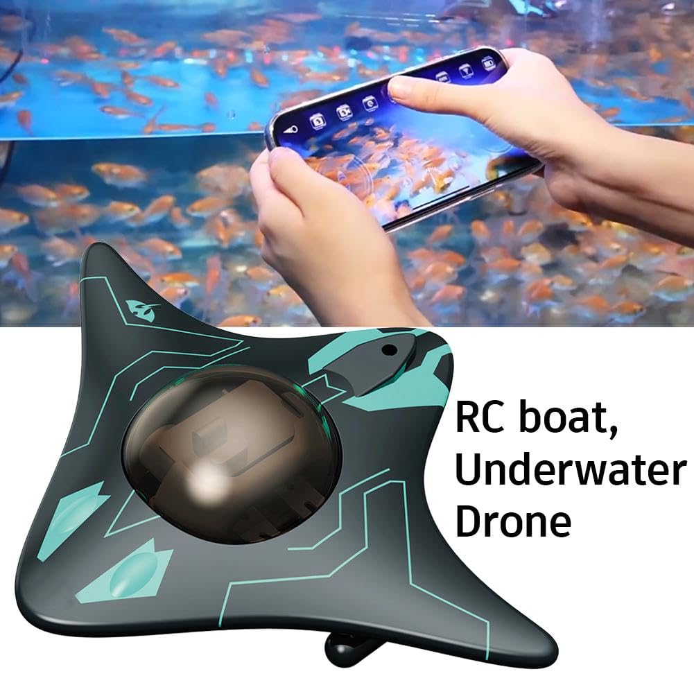 Dron submarino 2026, diseño biónico RC barco con cámara, barco a control remoto impermeable en forma de manta, control de aplicación inteligente, transmisión de imagen en tiempo real, para exploración