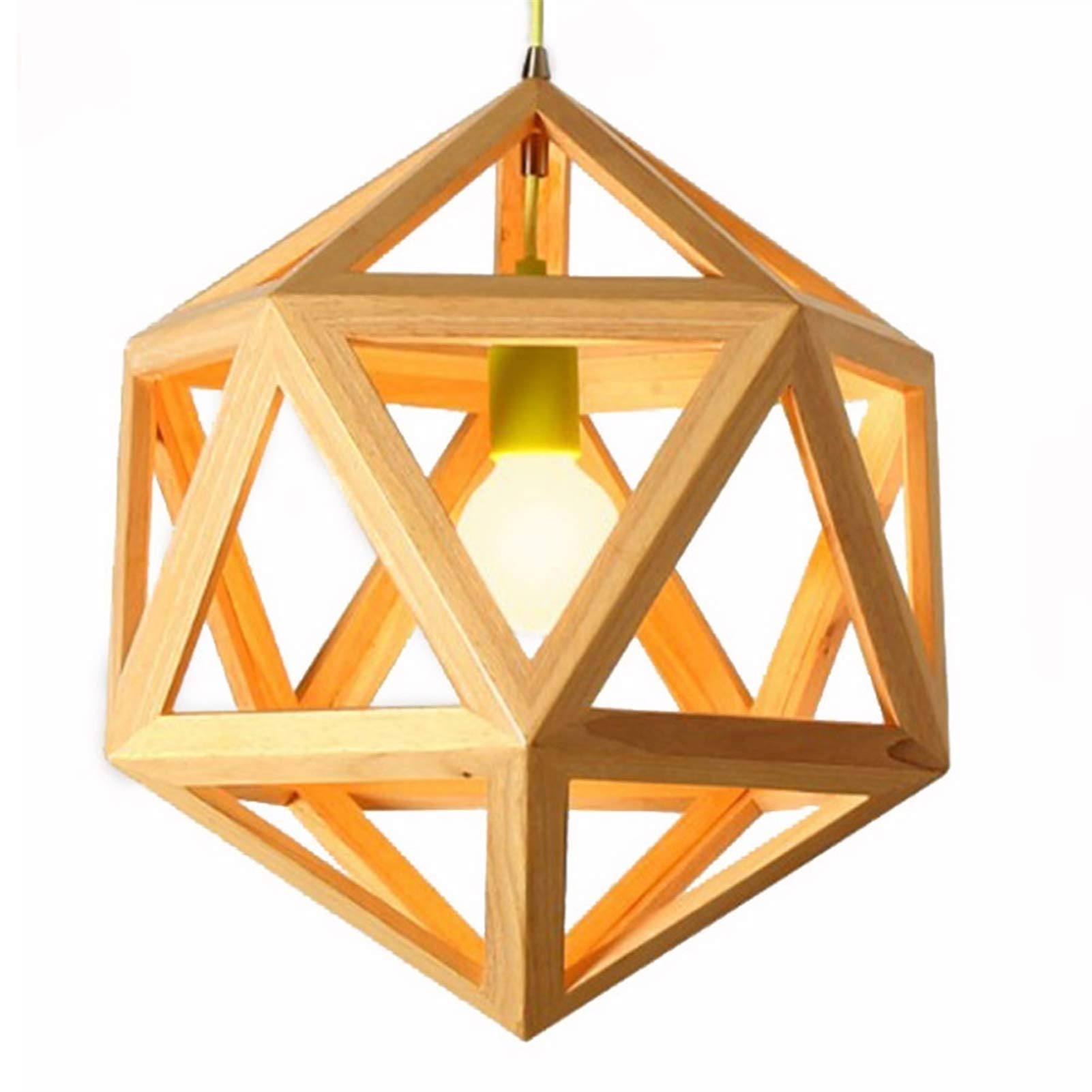 Plafonnier nordique géométrique haut de gamme en bois massif et design diamant