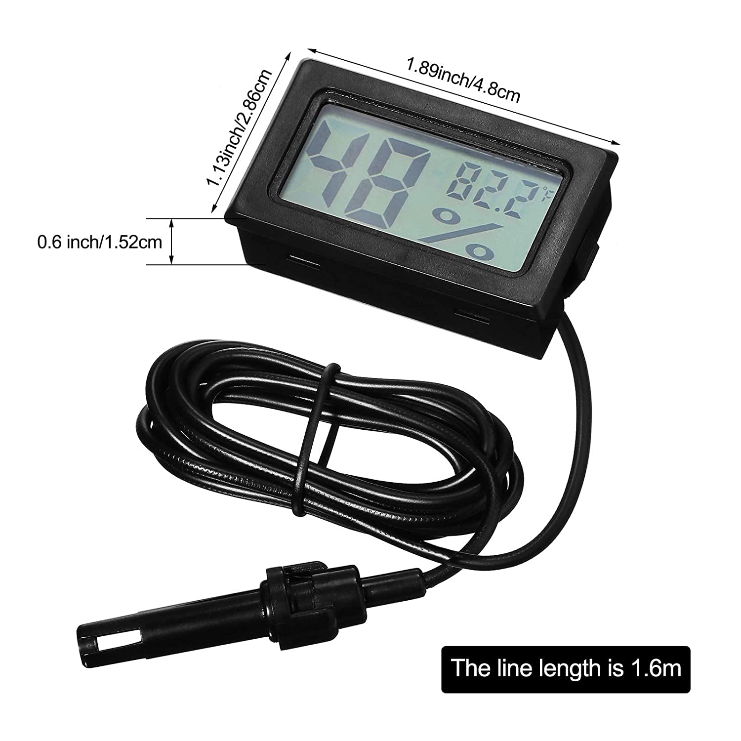 FY-12 Mini Digital Thermometer Hygrometer with Probe Indoor Temperature Humidity Meter Gauge LCD Fahrenheit Display Hygrometer Thermometer Gauge for Incubator Reptile Plant Terrarium - Image 3 thumbnail
