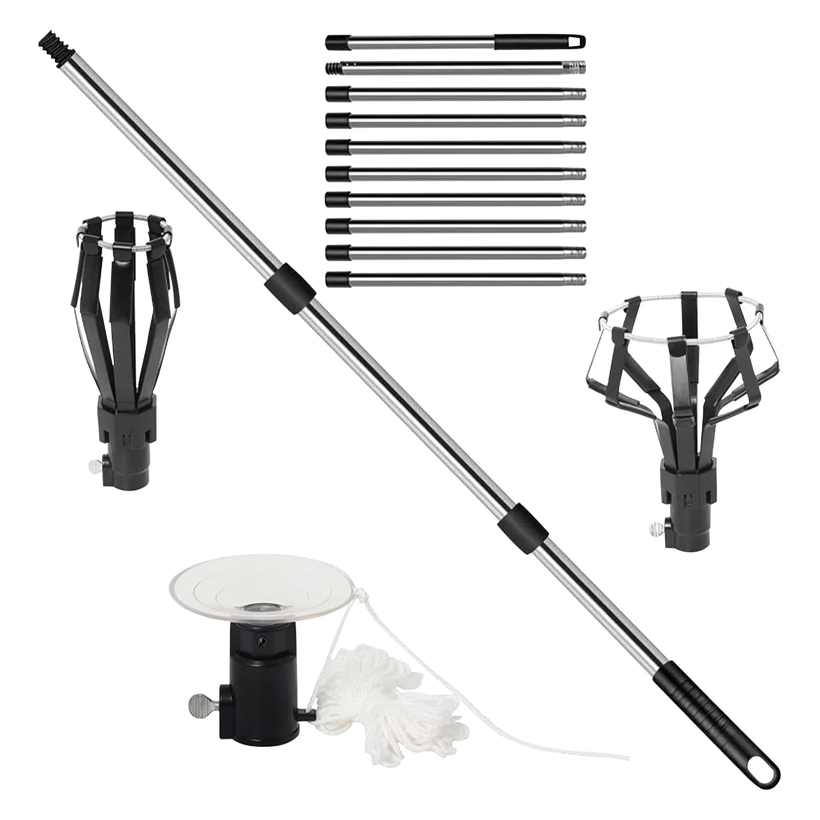 Changeur d'Ampoules pour Plafonds Hauts avec Perche - Attrape Ampoule pour Hauteurs,Outil De Changement D'ampoule À Perche Avec Et Ventouse Pour Extraction Pour Projecteur, Plafond, Lustre, Éco