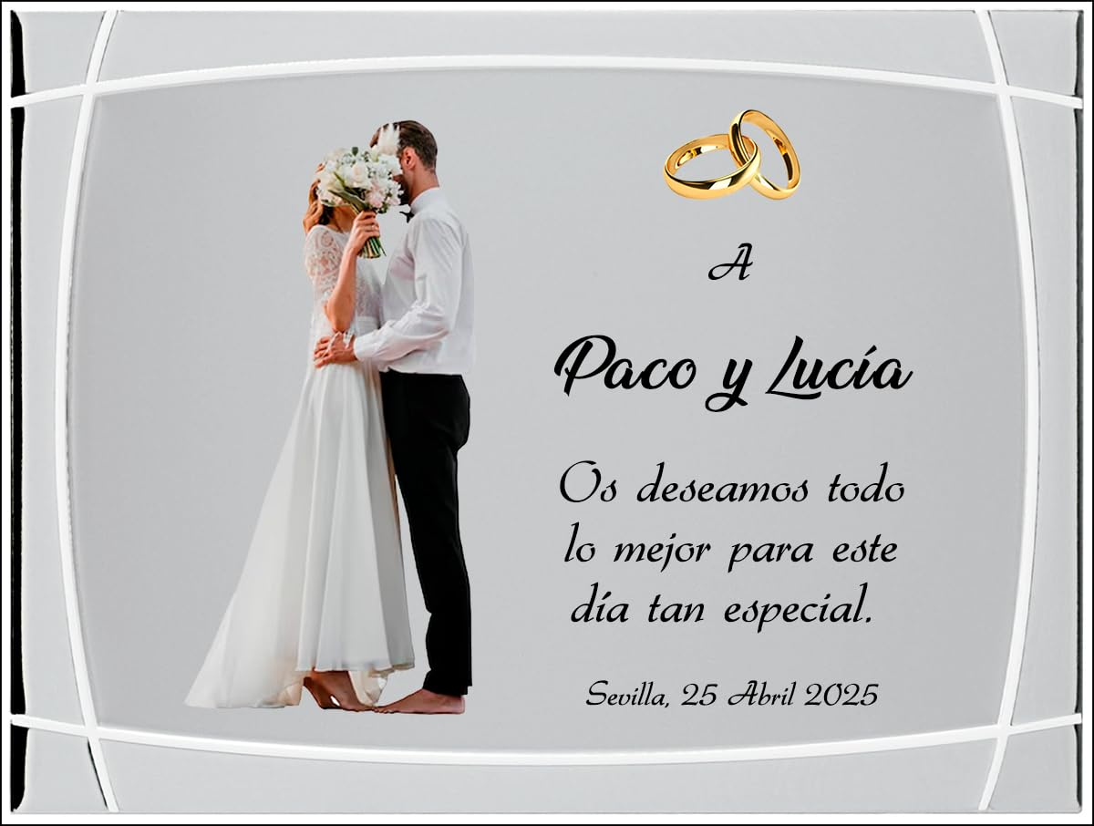 Placa de Homenaje Personalizada con Marco de Madera Roja, Diseño Elegante para Bodas y Jubilaciones, Grabado Personalizado