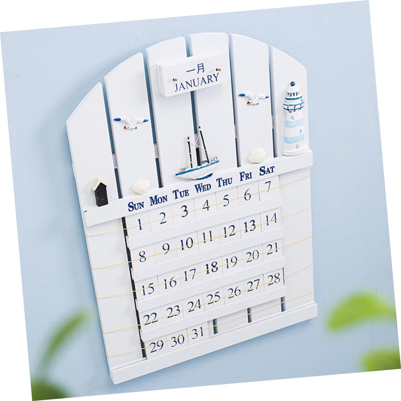 Operitacx Mediterraner Holz-wandkalender Perpetual Kalender Im Mediterranen Stil Hängender Holz-kalender Als Dekorativer Wandschmuck Für Büro Und Zuhause