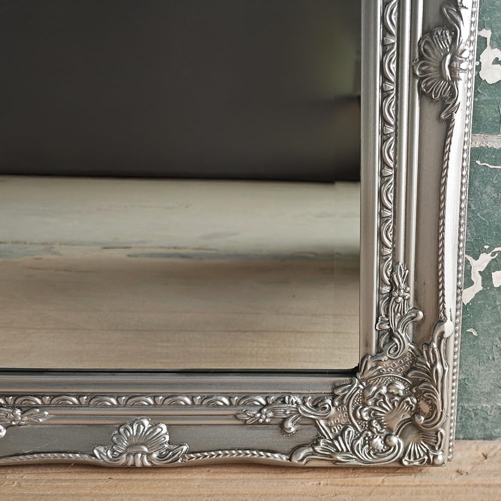 Piccolo specchio da parete rettangolare decorato antico 42 cm x 53 cm (argento)