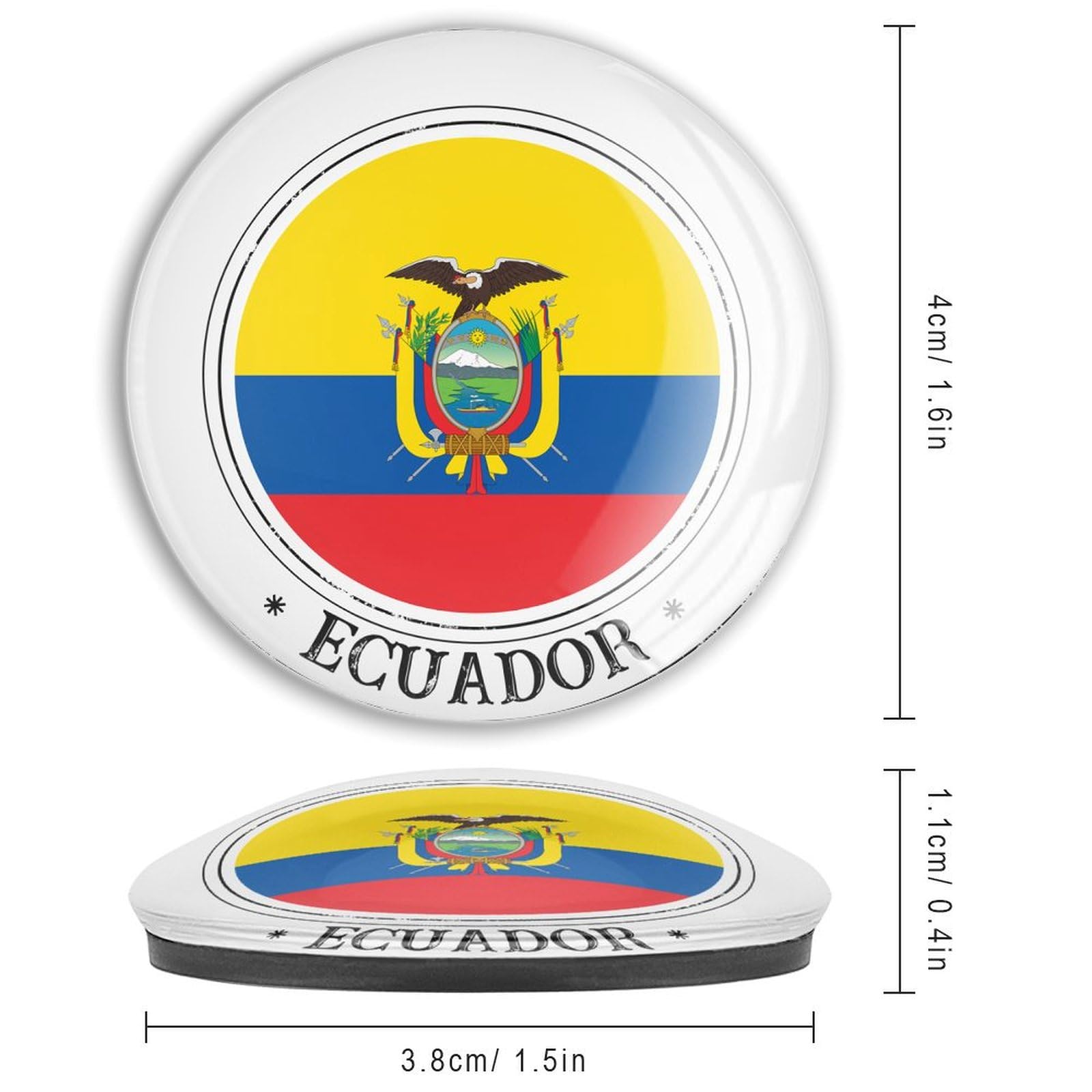 Ecuador Flagge Kühlschrankmagnete Magnetisches Whiteboard für Kühlschrank Nationalflaggen Glas Starke Magnete Kühlschrankmagnete für Whiteboard Klassenzimmer Büro Küche 4 Stück
