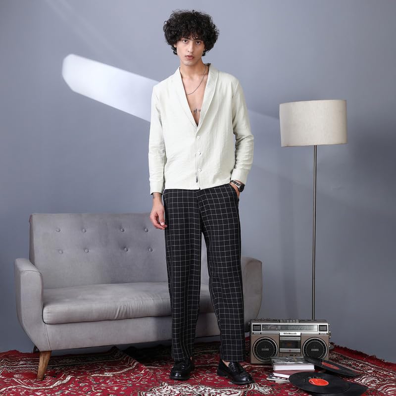 Image of CAHOOT Men'sTrousers for Casual Wear | Mid-Rise | Straight Fit | Drawstring Closure | Trousers Crafted with Comfort Fit for Everyday Wear