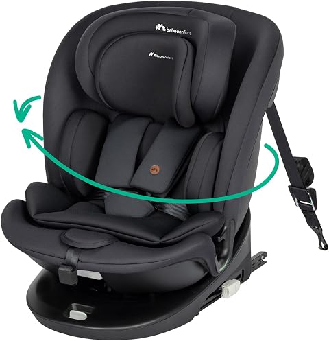 Bebeconfort RevolveFix 360 i-Size Girevole 360, Seggiolino Auto 0-36 Kg, 0-12 anni, ISOFIX con Top Tether, Seggiolino Reclinabile 6 Posizioni, 12 Posizioni Poggiatesta, Tessuti Traspiranti, Full Black