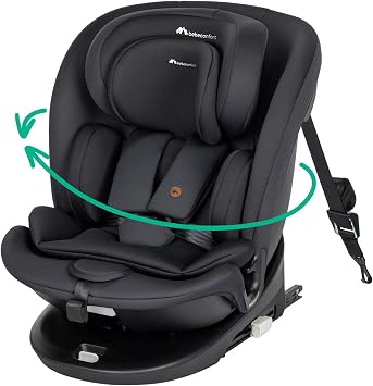 Bebeconfort RevolveFix 360 i-Size, 360 Swivel Car Seat, 0-12 Years, 40-150 cm, ISOFIX Car Seat, Top Tether Installation, 360 Rotation, 6 Recline Positions, 12 Headrest Positions, Full Black