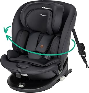 Bebeconfort RevolveFix 360 i-Size, 360 Swivel Car Seat, 0-12 Years, 40-150 cm, ISOFIX Car Seat, Top Tether Installation, 360 Rotation, 6 Recline Positions, 12 Headrest Positions, Full Black