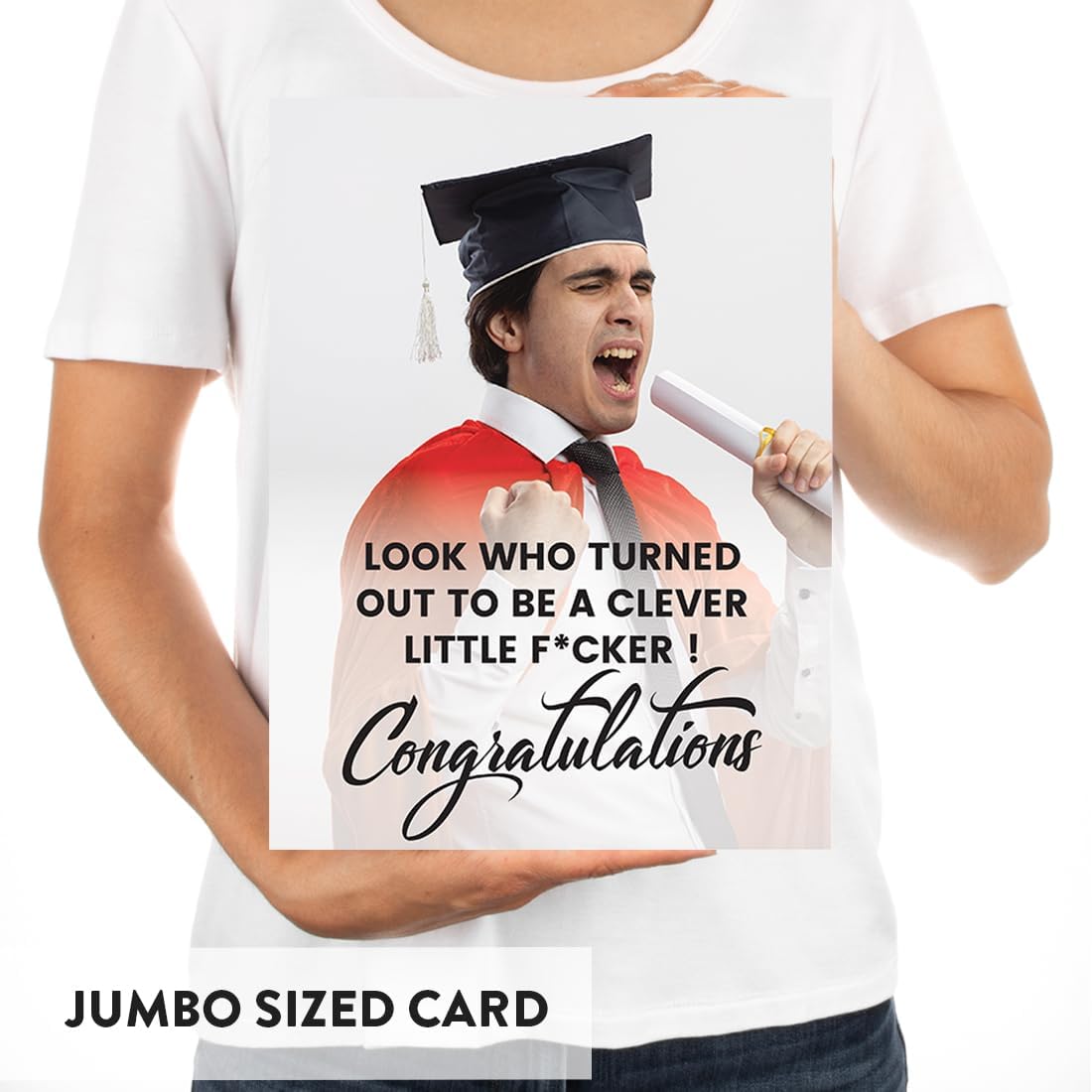 Andaz Press 8.5"x11" Personalized Jumbo Funny Graduation Photo Card with Envelope, Clever Little F Custom Congratulations Card for Him, Her, High School, College, Grad Med School, Greeting Cards Gift