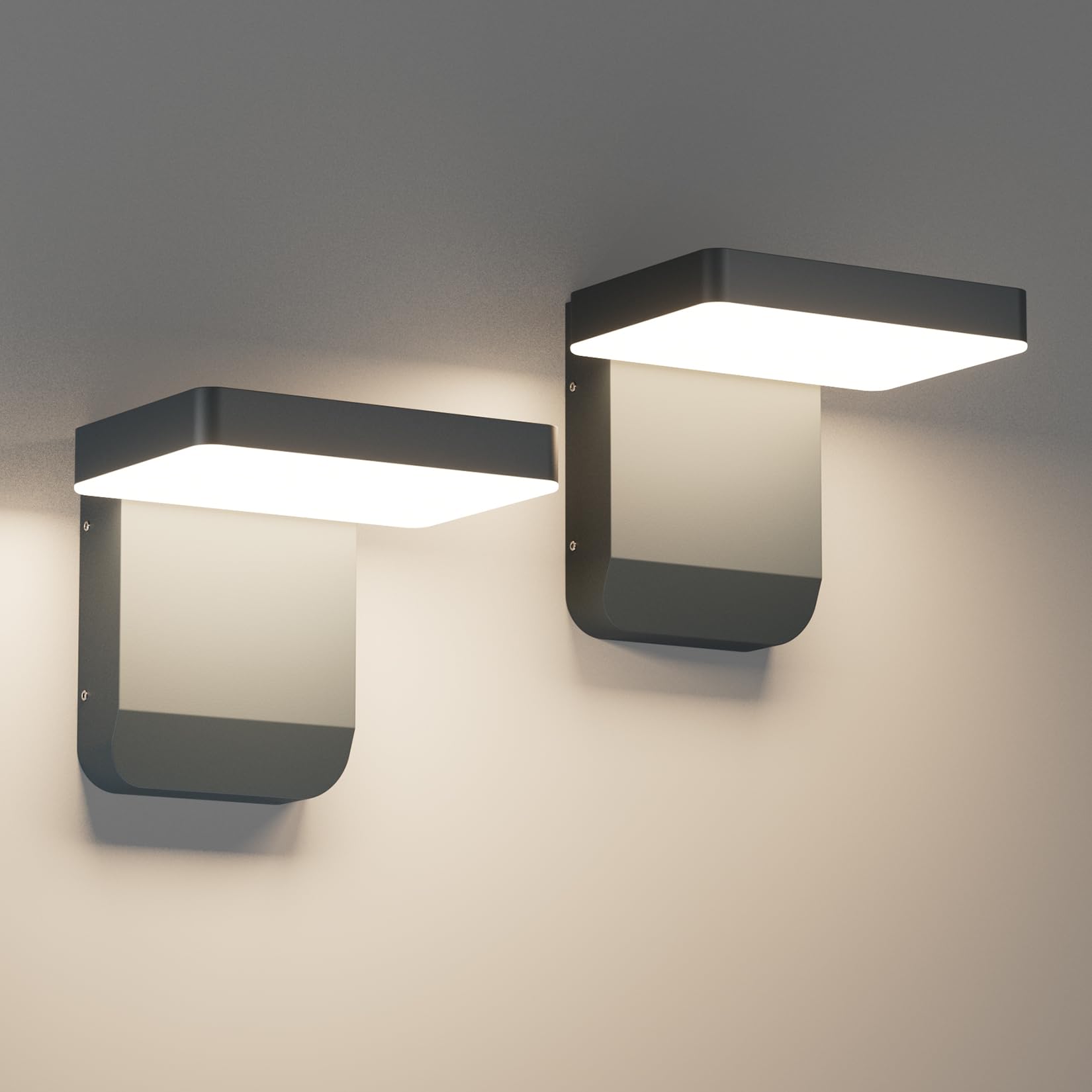 K-Bright 2 pcs applique da esterno, Angolo di regolabile Antracite | 4000 K LED applique da esterno/interno, applique da esterna impermeabile IP54 per balcone, garage, lampada per giardino
