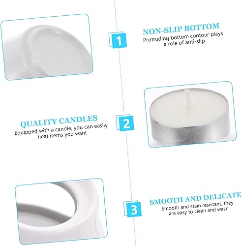 Miniatura 3 de NOLITOY 2 Sets Luz Hornear Café Fondue Chocolate Queso Pot Tealight Home Herramientas Hornear Estufa de fusión DIY Zen Caramelo Porcelana Mariscos