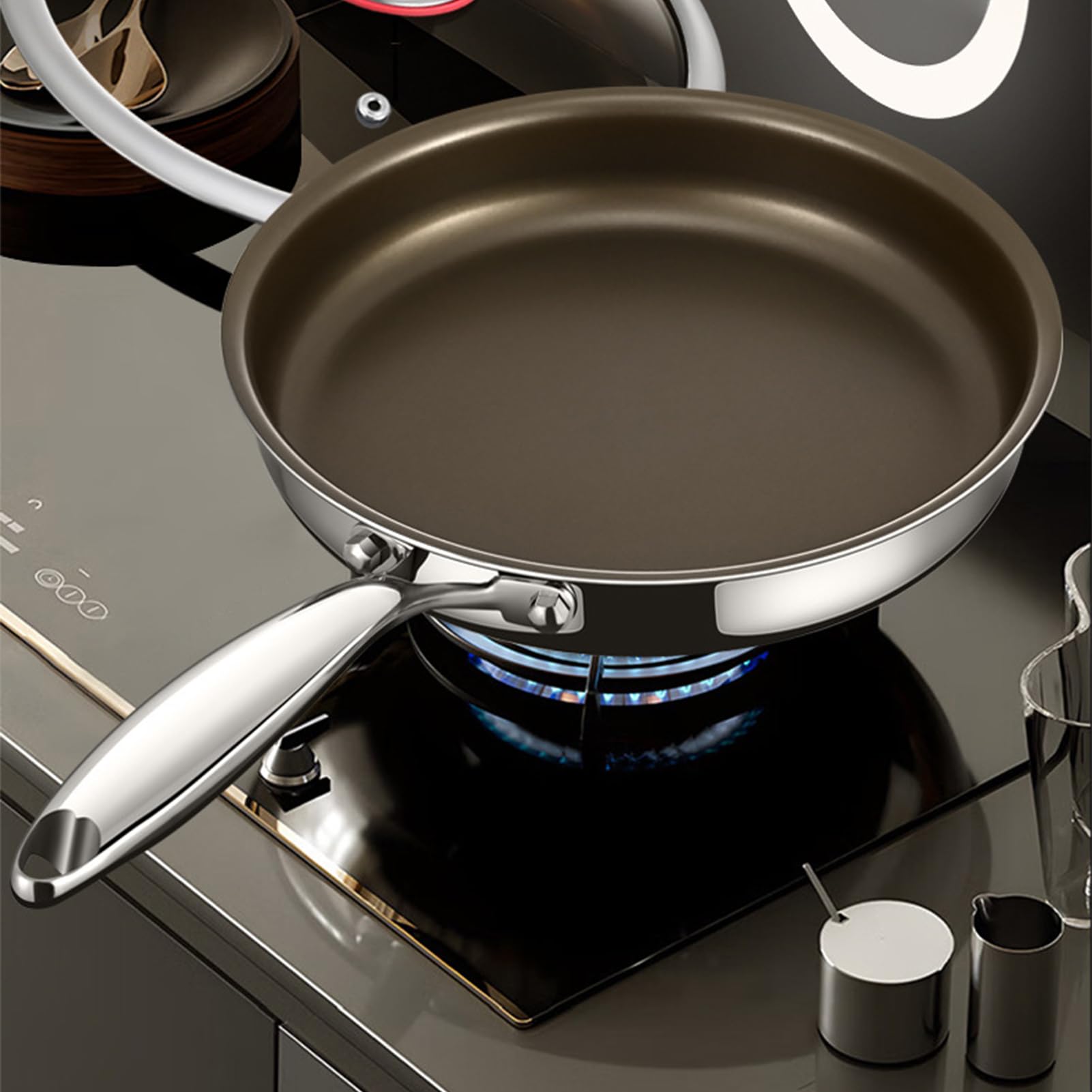 Padella antiaderente, con manico e coperchio resistenti al calore, padelle antiaderenti | Per Forno elettrico in ceramica Grill Frittata Uova Bistecca Carne Cibo fatto in casa