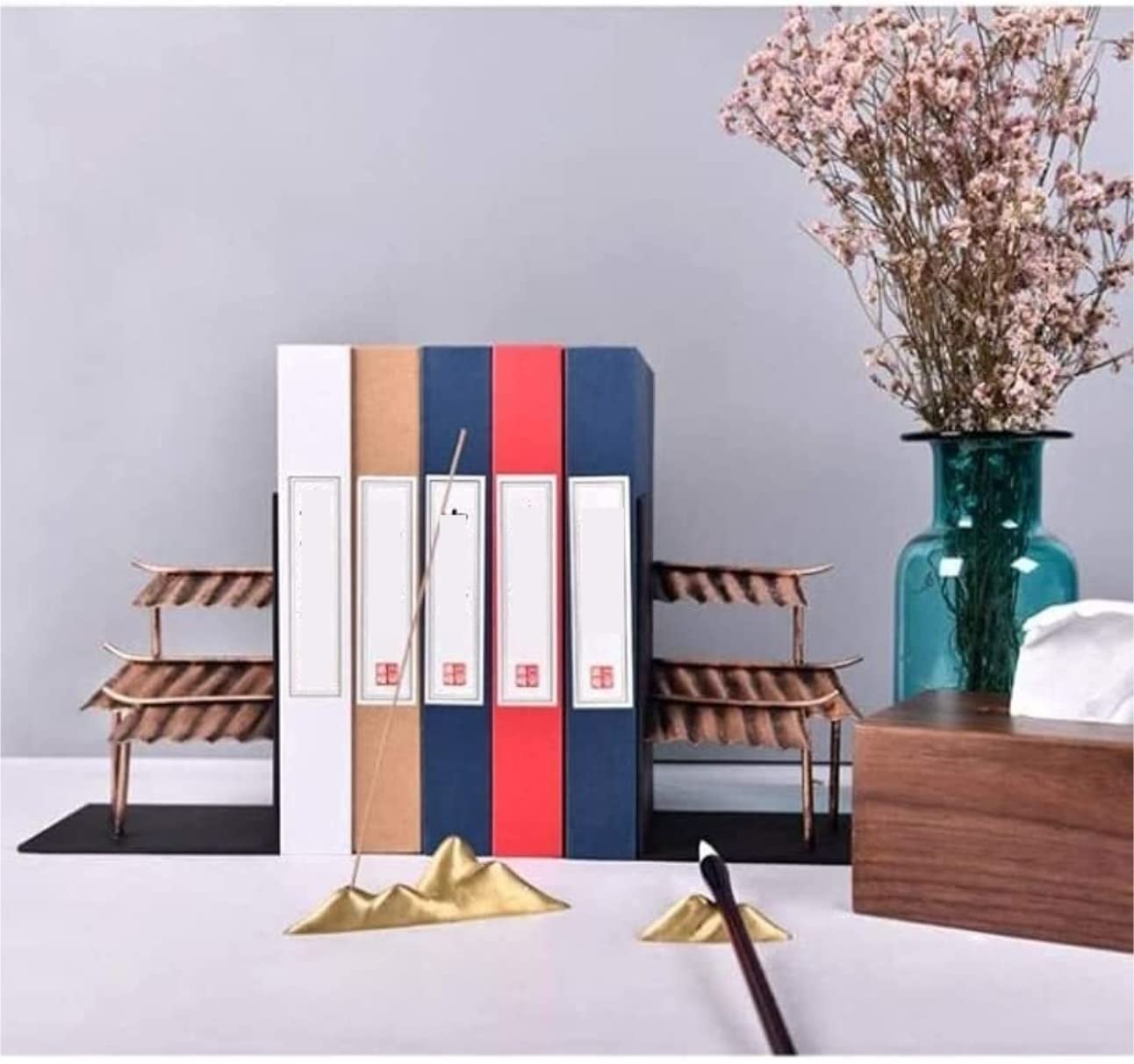 Fermalibri per scaffale Reggilibri In Metallo Per Impieghi Gravosi Scrivania Da Ufficio Supporto Per Libri Regalo Creativo Per L'home Office Scaffale per libri ( Color : Brass , Size : 13*10*18cm )