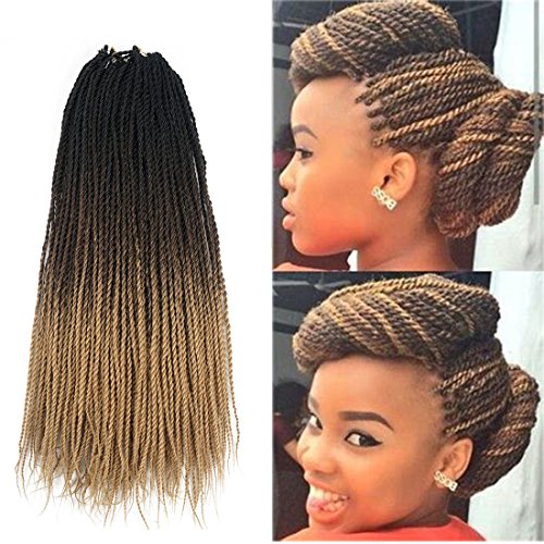 Ombre Senegalese twist 2x Kanekalon Synthetic crochet braiding hair 5 packs/lot 24inch (black dark light brown)