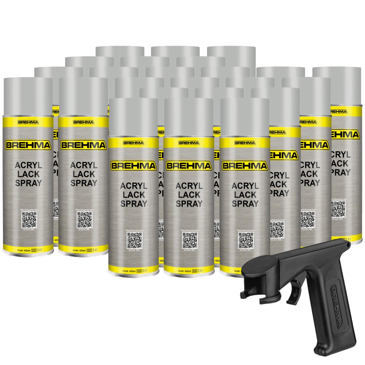 24x Acryl Lackspray Ral 7035 Lichtgrau matt Lack Farbe Sprühfarbe 400ml inkl. Griff