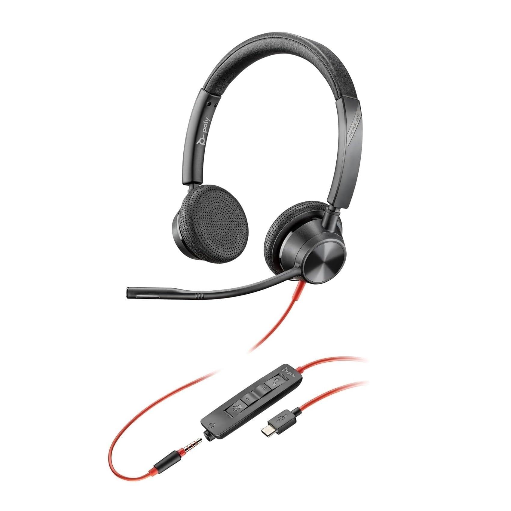 poly blackwire 3325 wired headset plantronics with microphoneboom