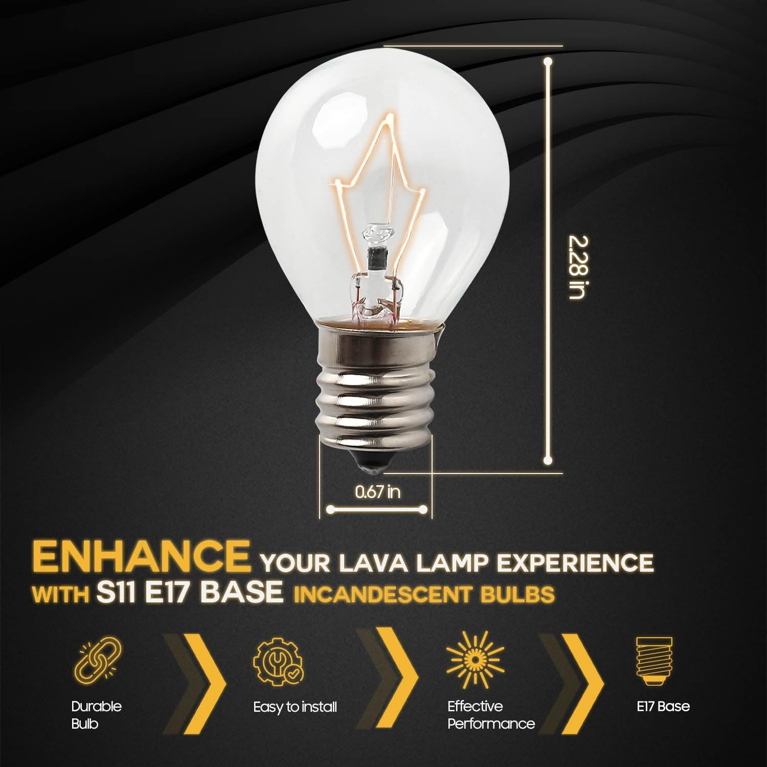 Seentech 4-Pack Lava Lamp Bulbs 40 Watt, S11 E17 Intermediate Base Replacement - Lava Lamp Replacement Bulb, Suitable for 14.5-Inch/20oz Flash and Lava lamp (4 Pack)