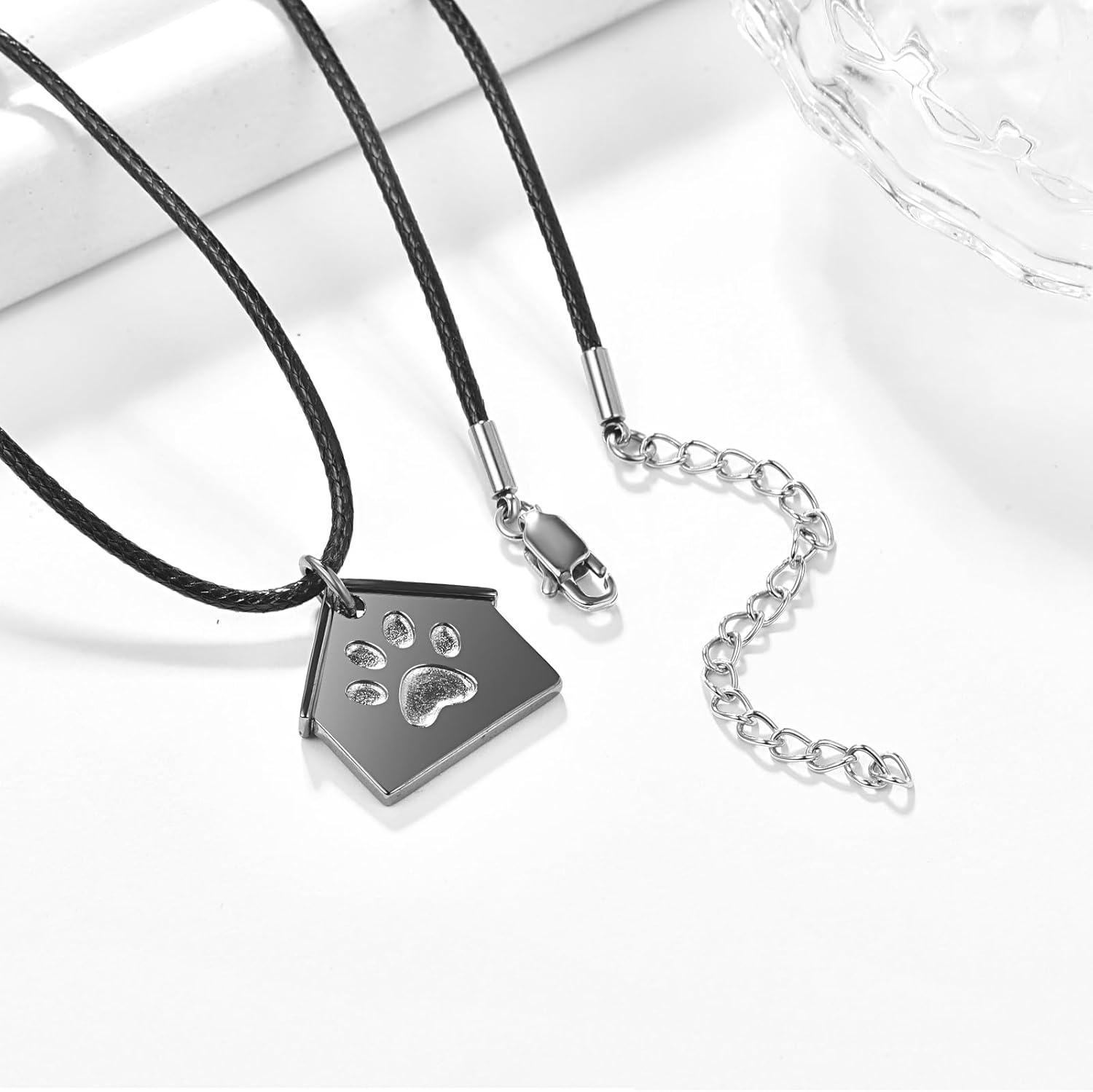 Dreamboat Paw Print Necklace Sterling Silver House Pendant Pet Keepsake Memorial Jewelry for Loss of Dog Sympathy Gifts for Women Men - Image 2