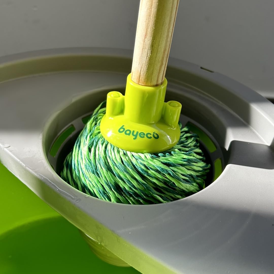 Bayeco Fregona Secafácil Hilos 100% Microfibra Absorción Limpieza Superior Ligera Mojada Resistencia Durabilidad Verde