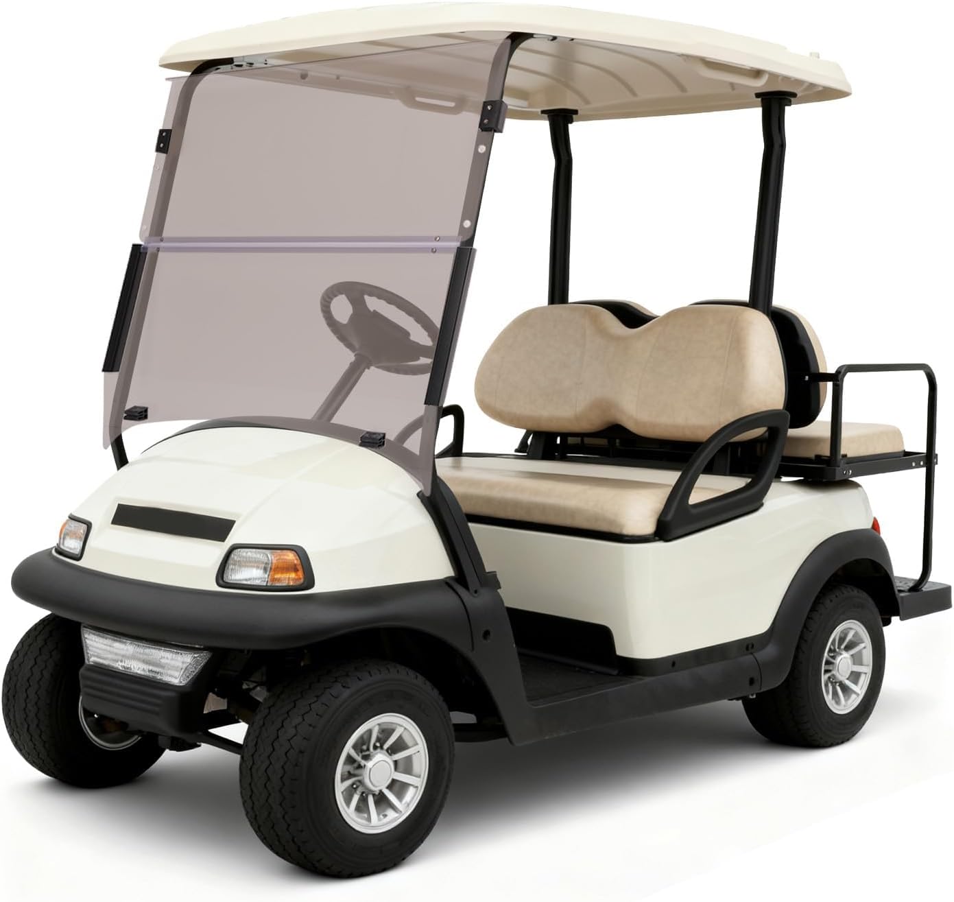 WUTIST Smoke Front Windshield Compatible with 1996-Up Columbia Par Car Fold Down Golf Cart Folding Windscreen PC Plastic
