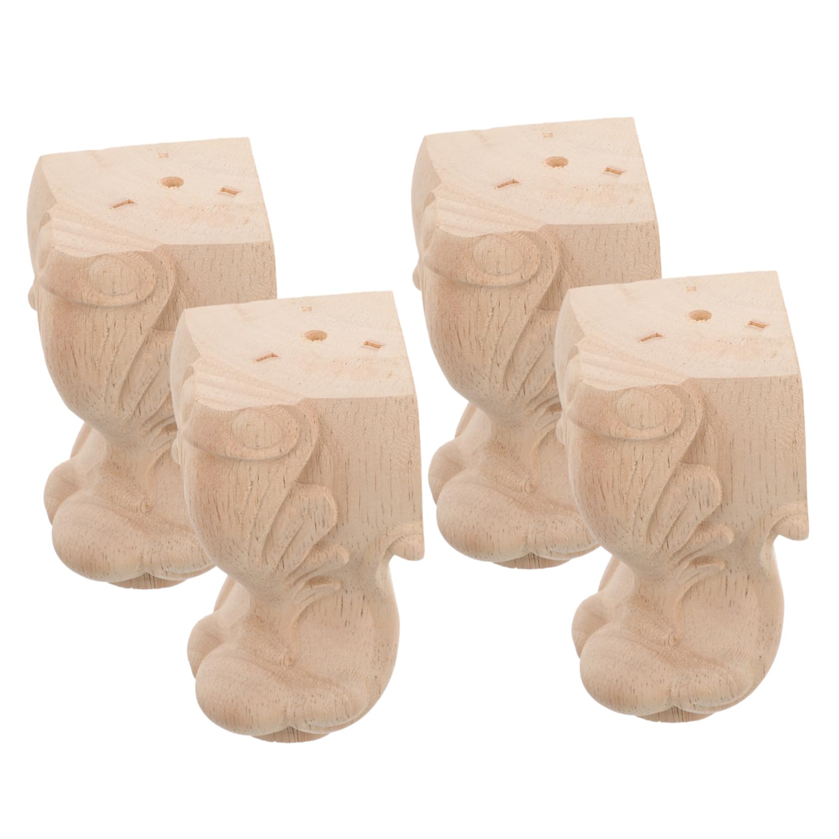 Patas de madera sólida para muebles juego de 4 soportes tallados para sofás