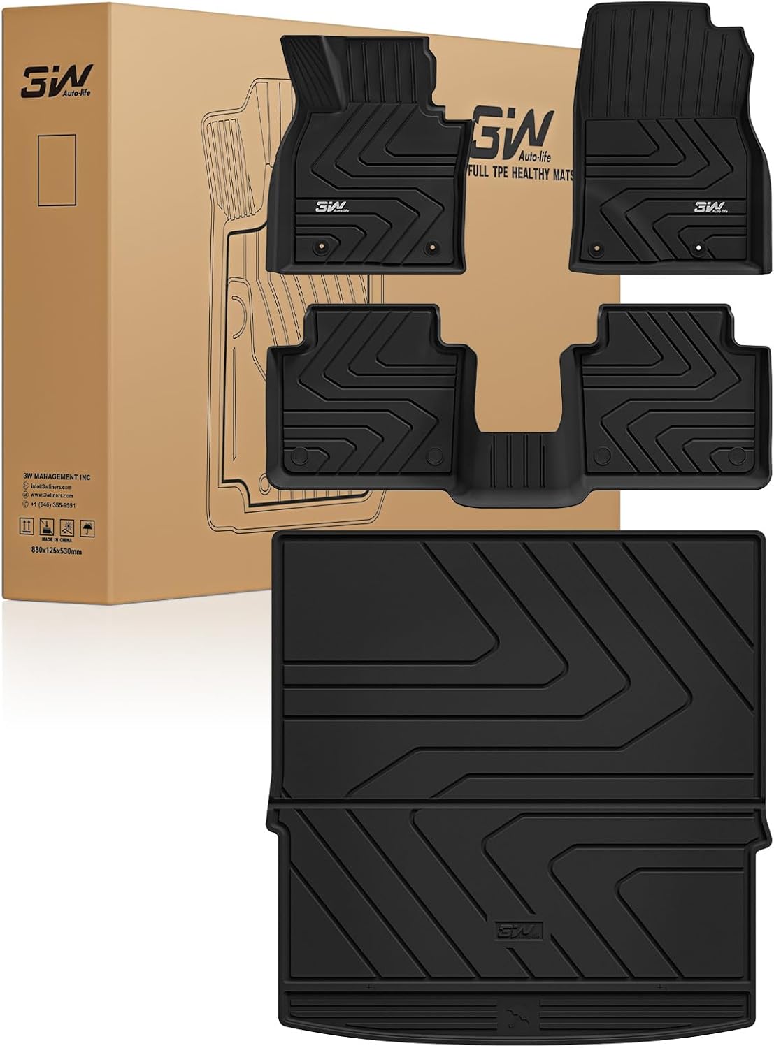 3W Floor Mats & Cargo Liner Fit Mazda CX-50 2023 2024 2025 (Not for Hybrid), TPE All Weather Liners Full Set Mazda CX 50 Accessories All Season Guard Odorless Anti-Slip Black