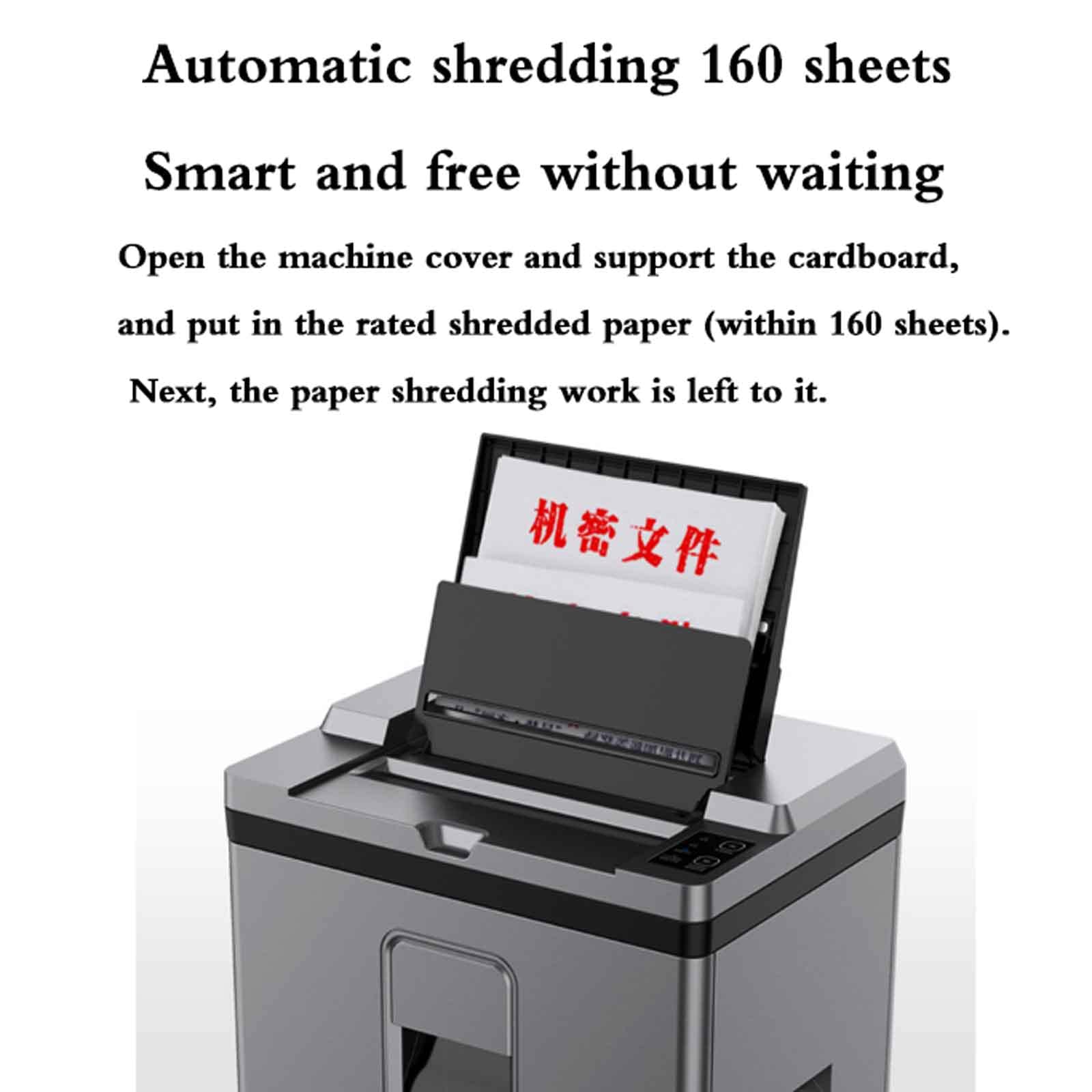 Distruggidocumenti Automatico a Taglio Incrociato da 160 Fogli, distruggidocumenti Commerciale per Ufficio, riservatezza di Livello 5, (Manuale 8 Fogli per 30 Minuti, Carte triturabili da 25 Litri)