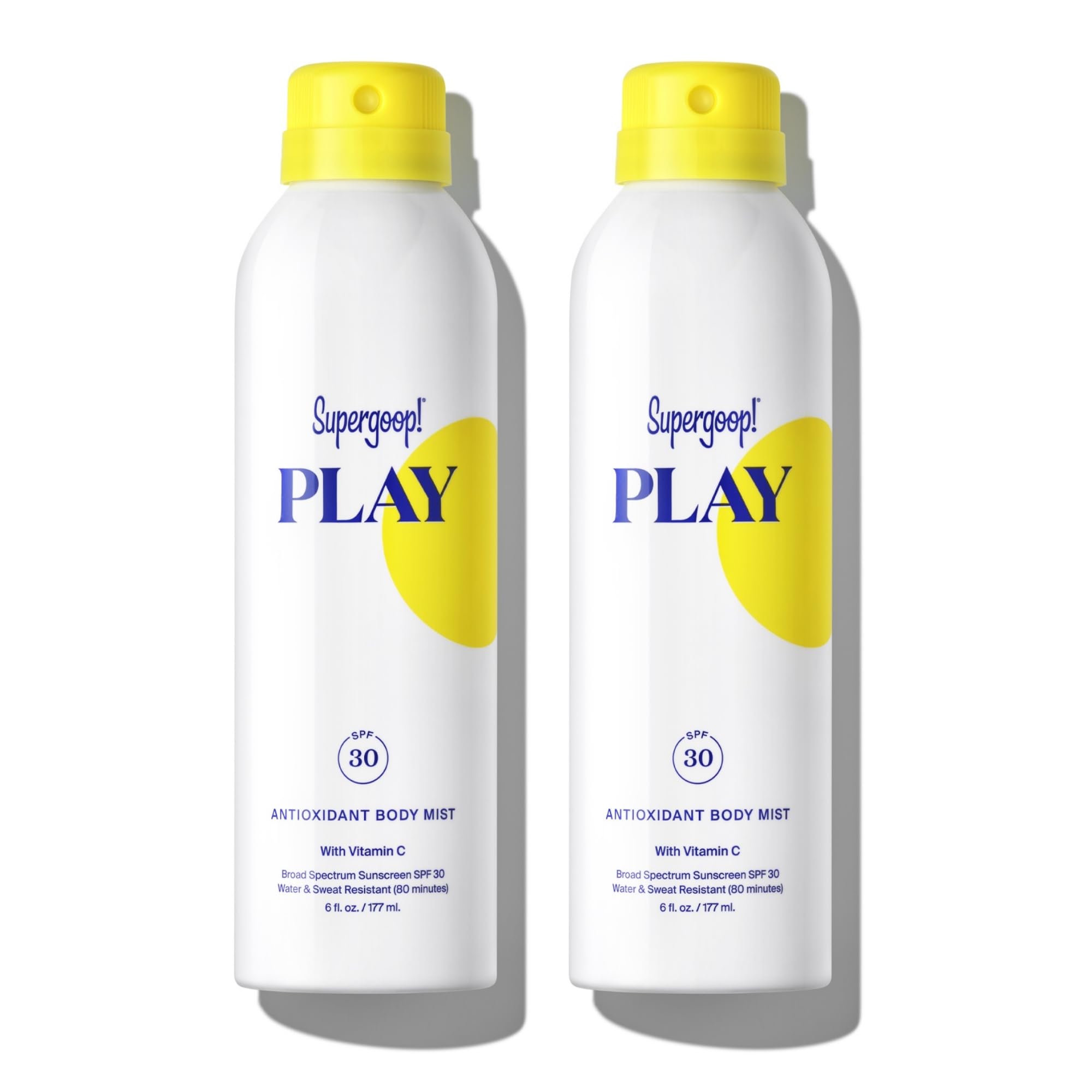 Supergoop! PLAY SPF 30 Antioxidant Body Mist w/Vitamin C - 6 fl oz, Pack of 2 - Broad Spectrum Sunscreen Spray - Great for Active Days