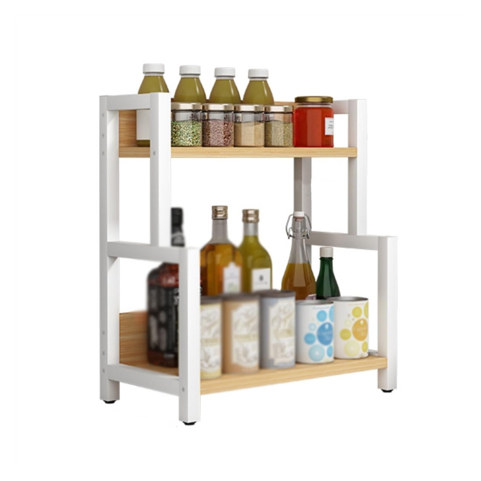 shangguanyun456 Spice Rack Multi-Tier Spice Rack 2 Tier Kitchen Storage Shelf Standing Seasoning for Countertop Dining Rooms(Natural,35cm)