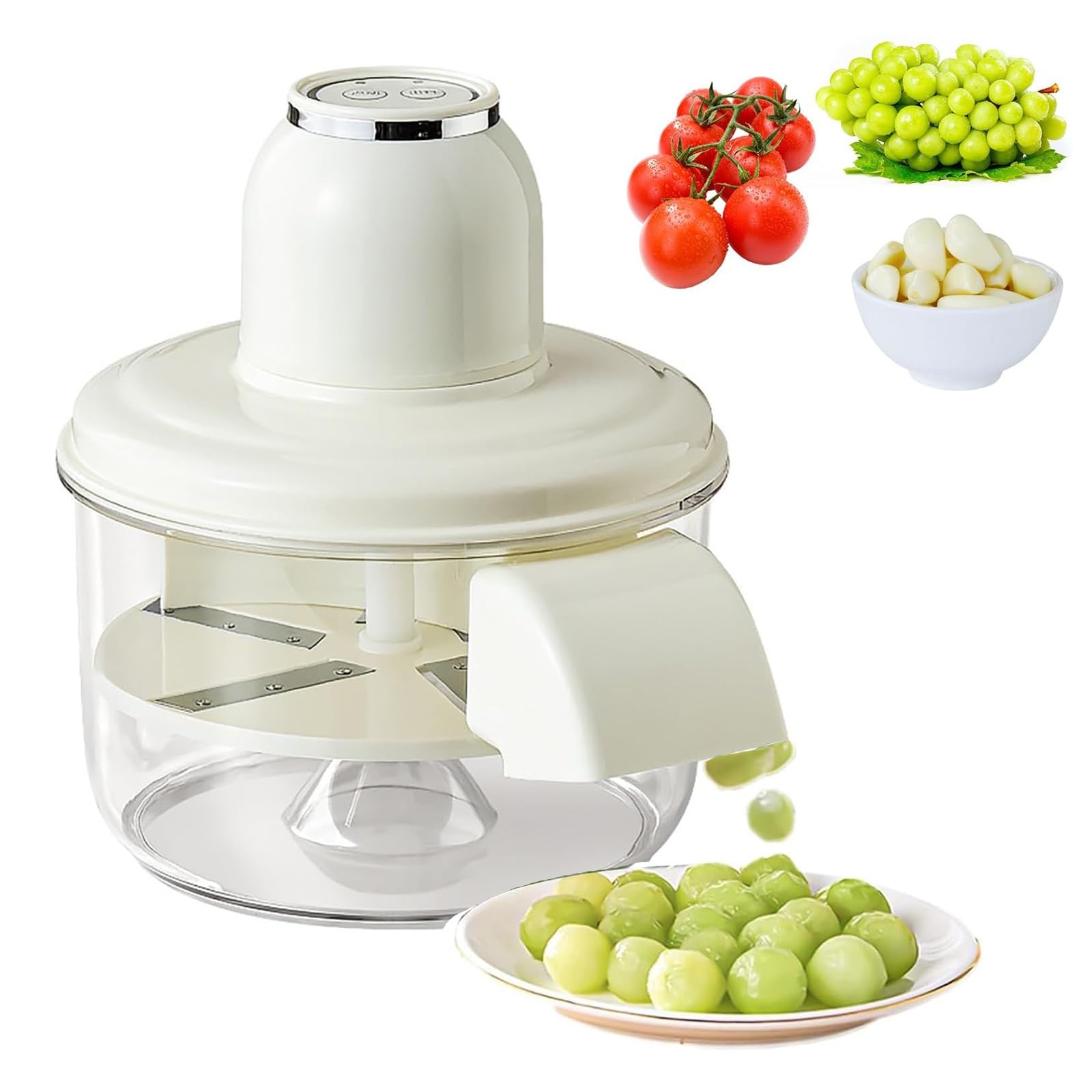 Pelapatate elettrico, macchina automatica for la rimozione della buccia dell'uva da 300 g for pomodorini, dispositivo di pelatura ricaricabile for la cucina di casa(White)