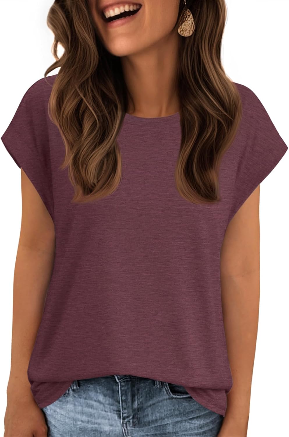 ATHMILE Womens Tops Summer Basic T Shirts Business Casual Loose Fit Cap Sleeve Tee Cute Clothes Trendy Fashion Outfits ATHMILE Womens Tops Summer Basic T Shirts Business Casual Loose Fit Cap Sleeve Tee Cute Clothes Trendy Fashion Outfits